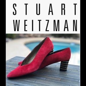 Vintage EUC Stuart Weitzman Red Stacked Heel 7.5